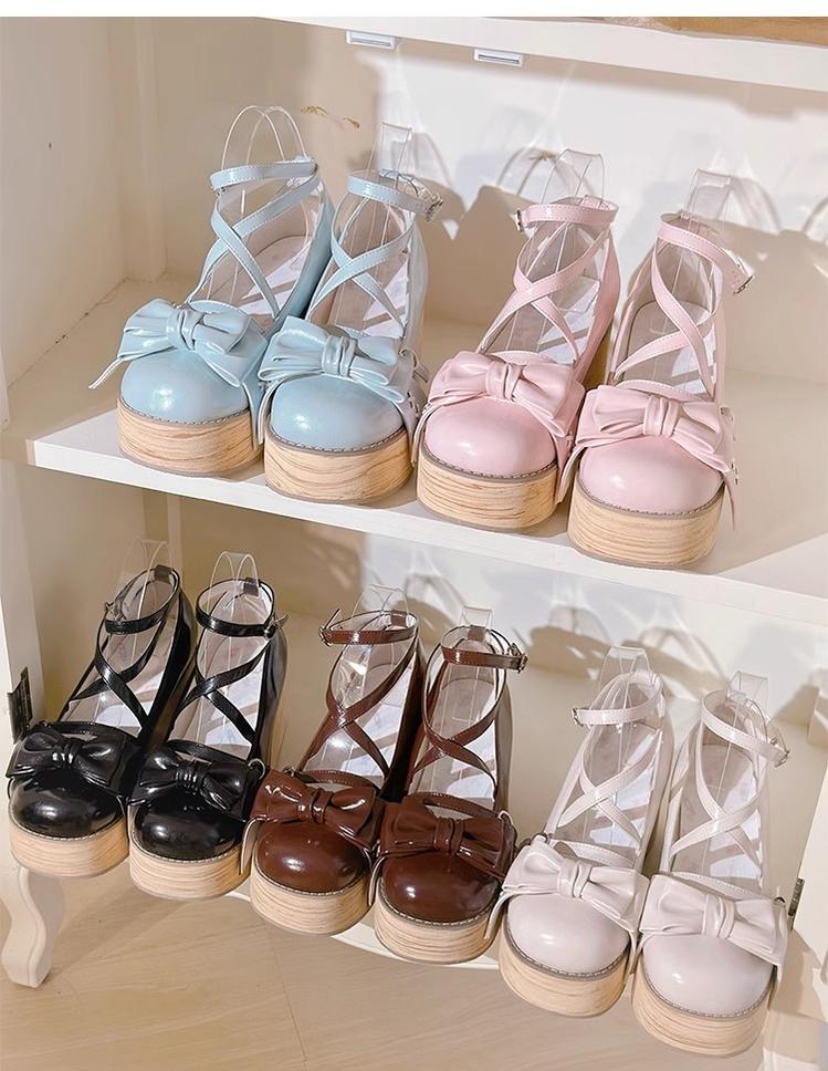 Sweet Cake - Sweet Lolita Platform Shoes Wood Grain