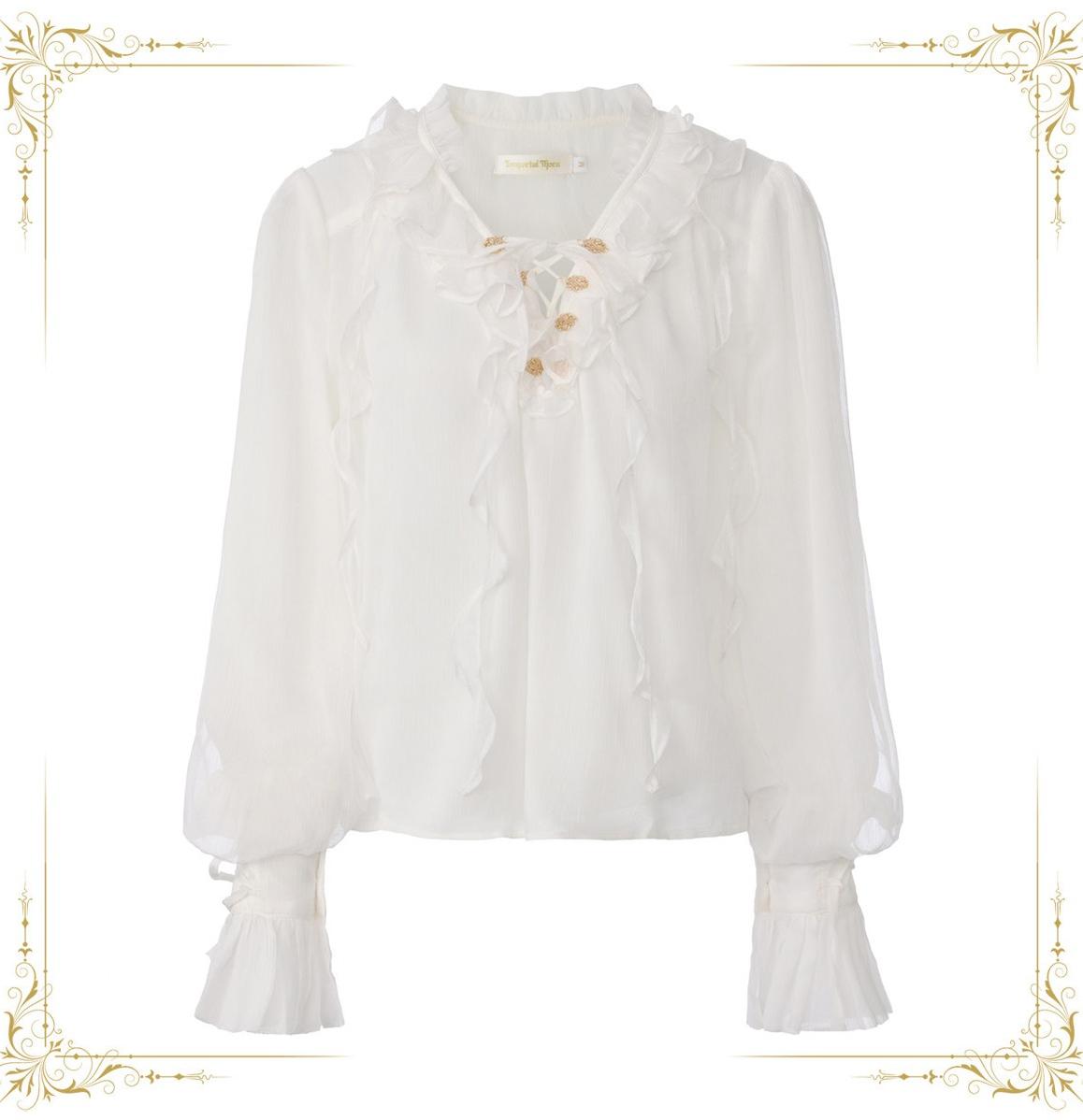 Eternal Treasure Voyage - Ouji Lolita Chiffon Blouse with Ruffles