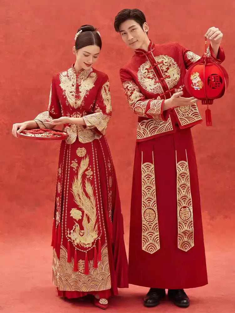 Traditional Chinese Wedding Dress & Groom’s Tang Suit Set | The Match