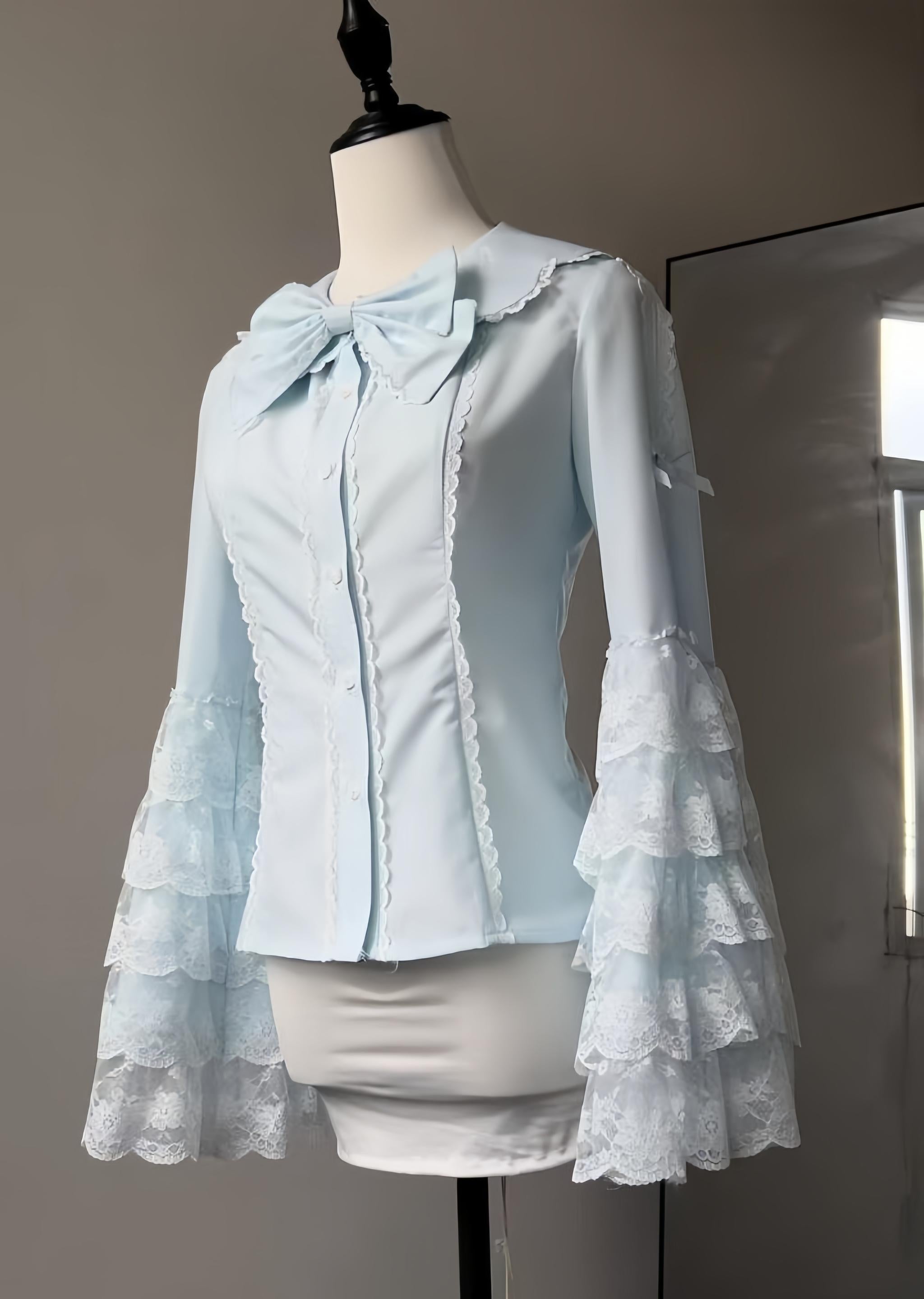 Fermented Milk Puff - Slim Fit Sweet Lolita Shirt, Hime Sleeve