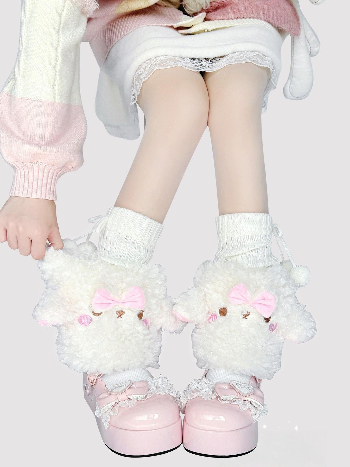 Winter Kawaii Lolita Leg Warmers, Lamb-shaped