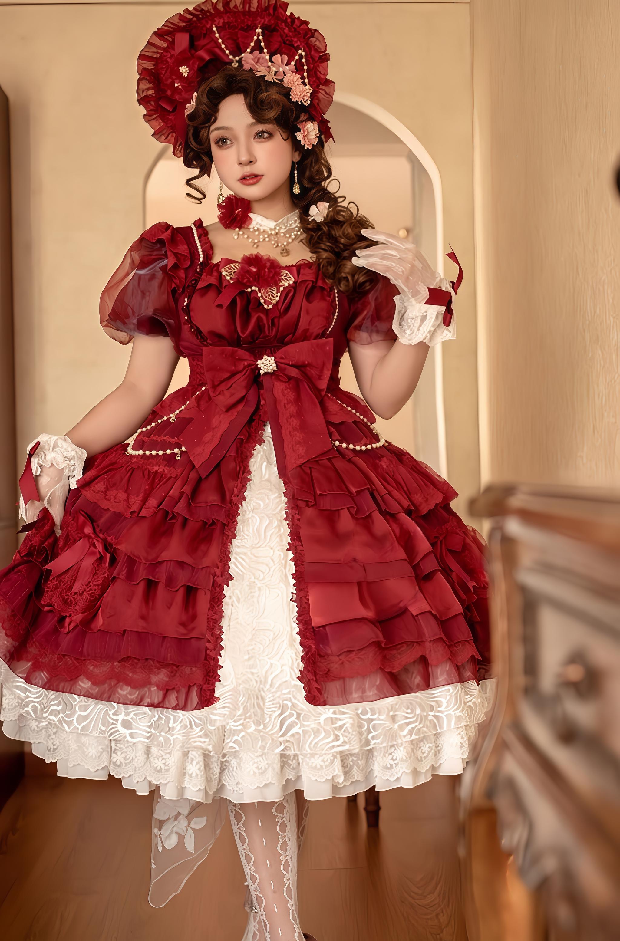 Waltz - Classic Lolita Plus-size OP Dress, Front Opening