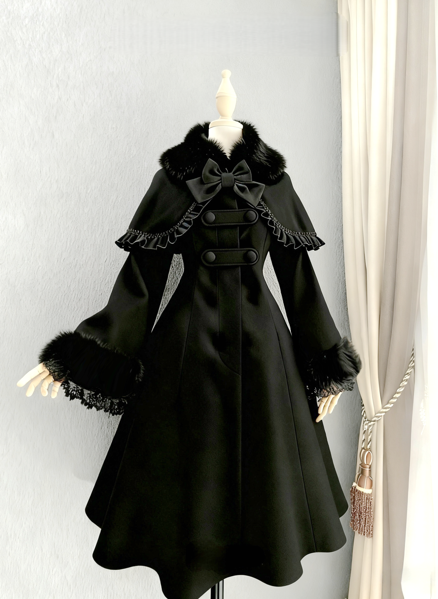 Anastasia - Madeleine - Elegant Lolita Wool Coat, Detachable Cape