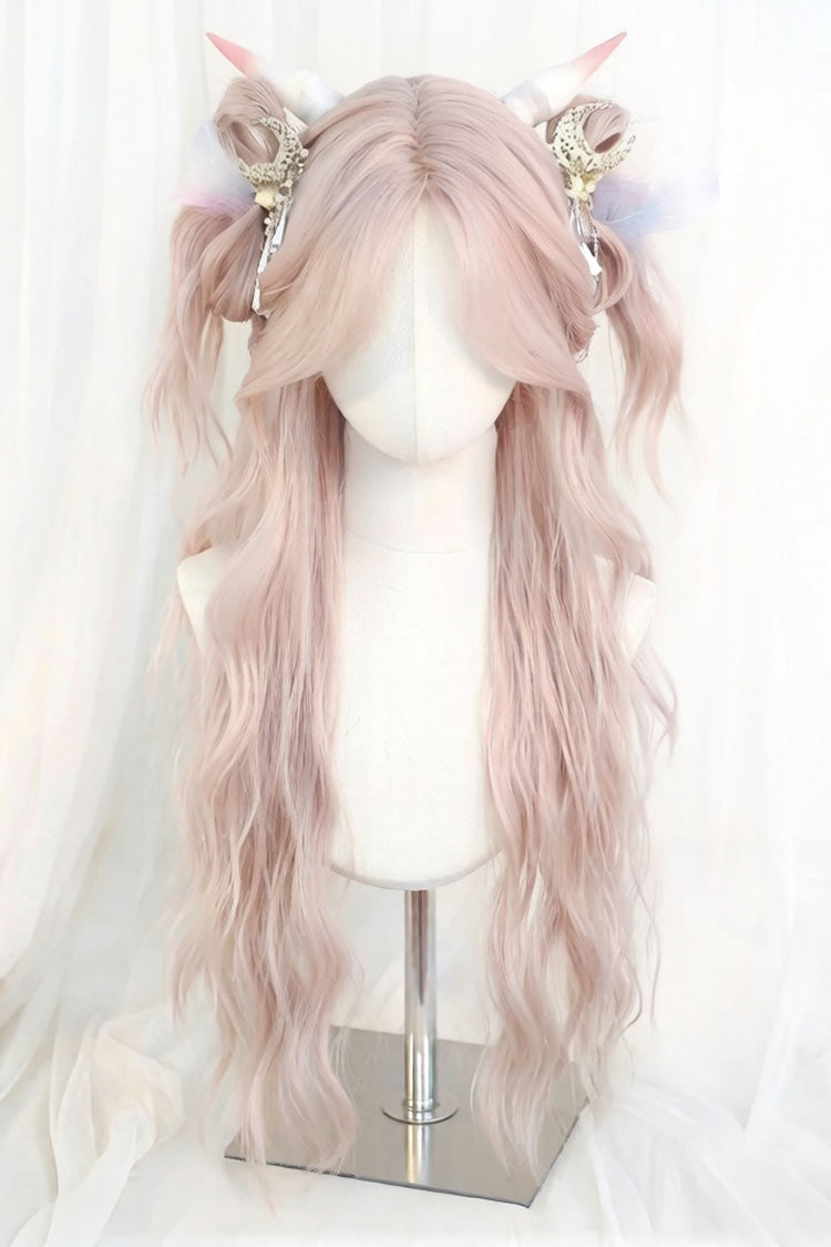 Light Purple Pink Eight Bangs Long Curly Sweet Lolita Wigs