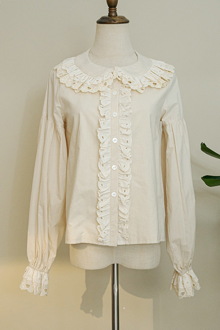 Ivory Doll Collar Forest Illustrated Book Long Sleeves Sweet Elegant Lolita Blouse