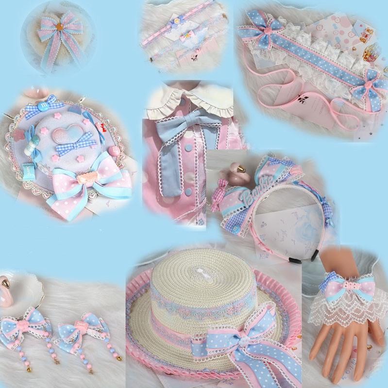 Pink and Blue Sweet Lolita Bow Headwear