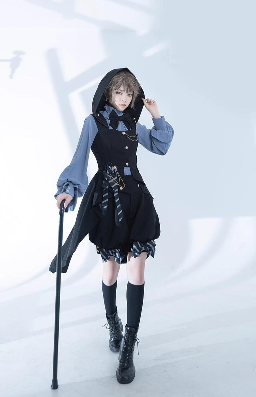 Narrative Rule - Ouji Lolita Shorts Set, Long Vest