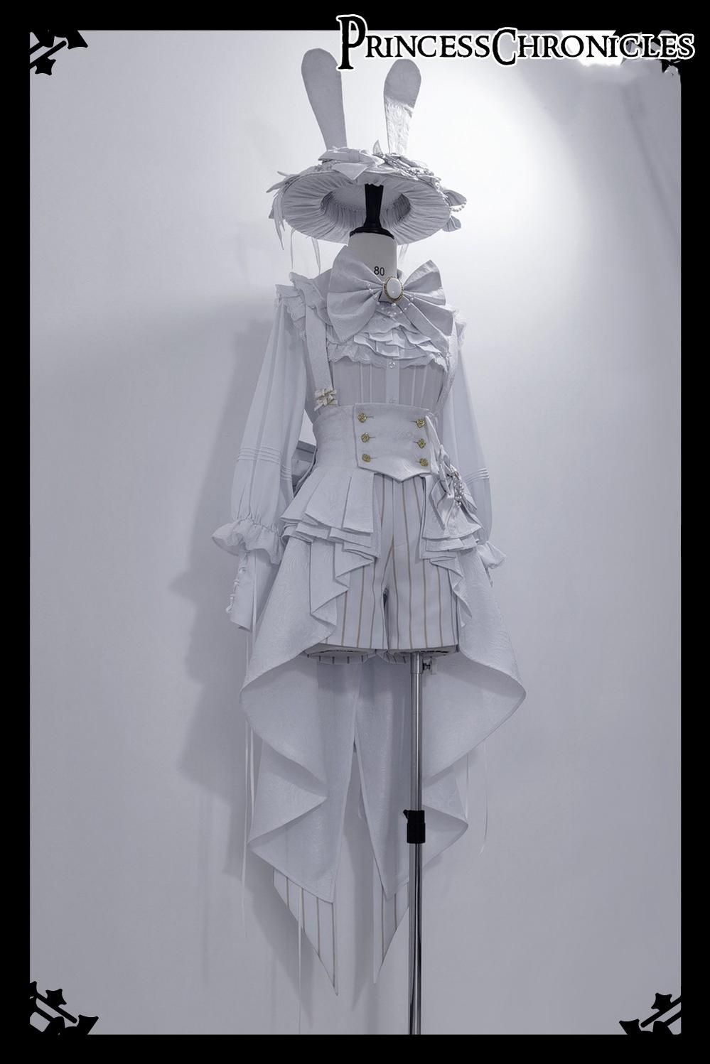 Rabbit Theater White Moonlight - Ouji Lolita Shorts Set, Rabbit Hat