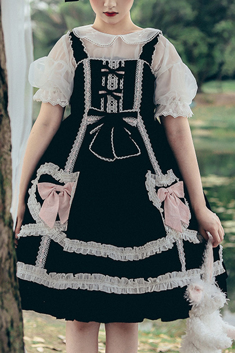 Black High Waist Love Bowknot Ruffled Princess Sweet Lolita JSK Dress