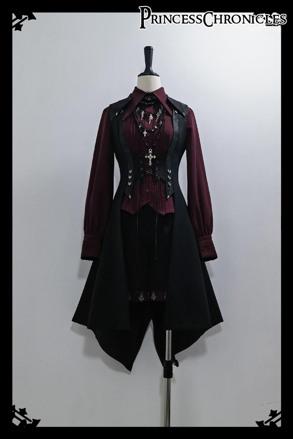 Red and Black 4.0 - Ouji Lolita Long Vest & Red Blouse
