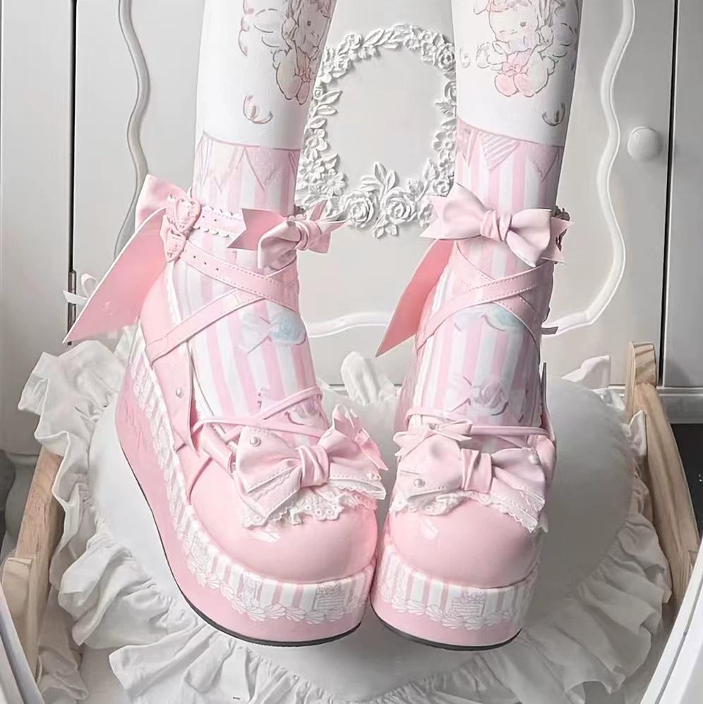 Windchime Fantasia - Sweet Lolita Platform Shoes, Detachable Back Bow