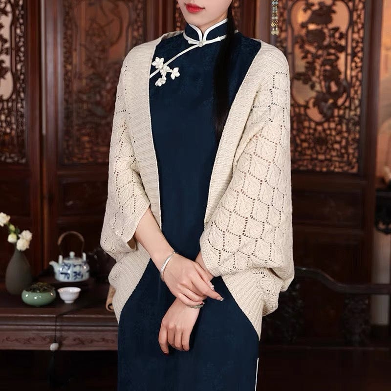 Aslinhanfu Qipao-Fall colleciton, knitting Qipao Shawl