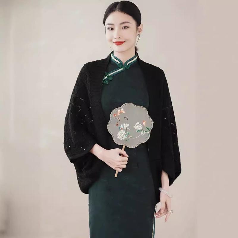 Aslinhanfu Qipao-Fall colleciton, knitting Qipao Shawl
