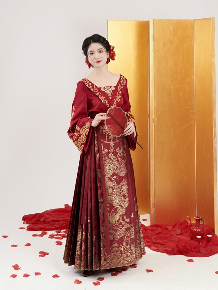 Bride Red Chinese Wedding Dress Fashion Hanfu