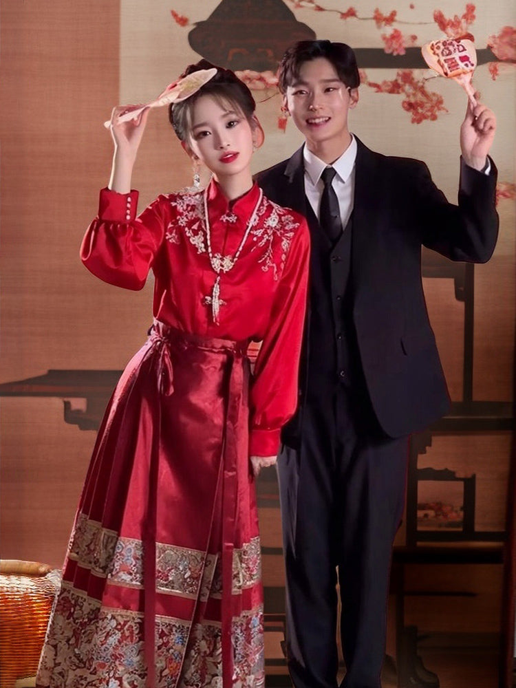 Chinese Ancient Wedding Dress Red Toasting Dress