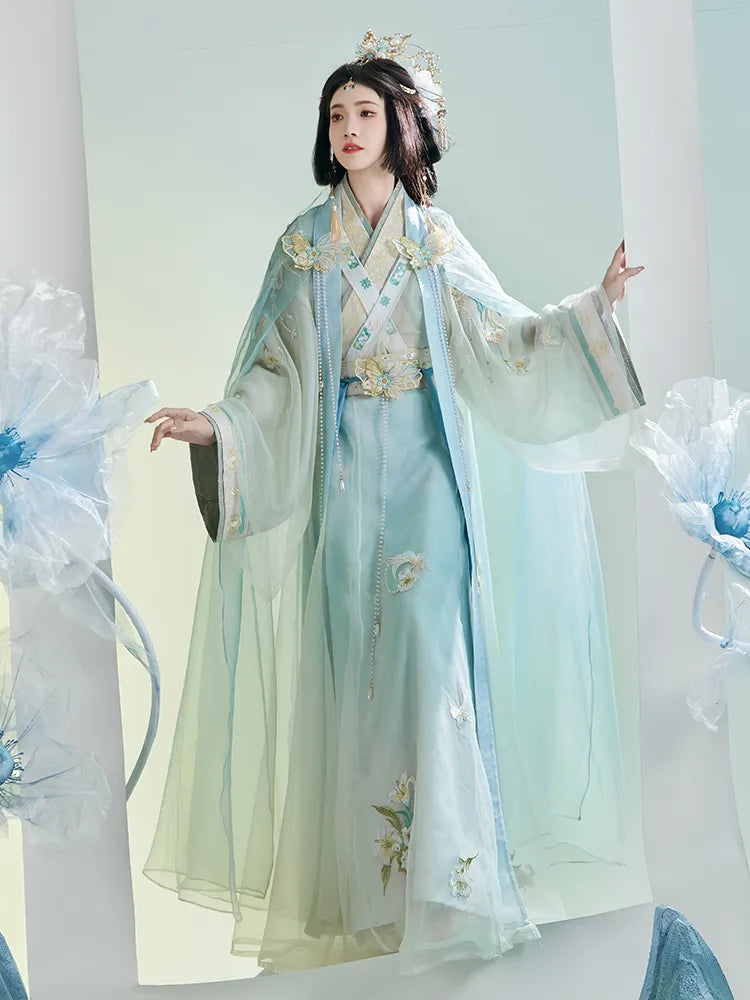 Chinese Fantasy Clothes Jin Dynasty Embroidery Hanfu