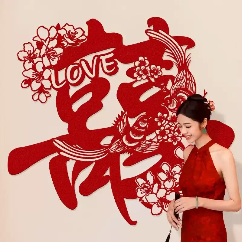 Double Happiness Wall Decals – Chinese Wedding Decorations