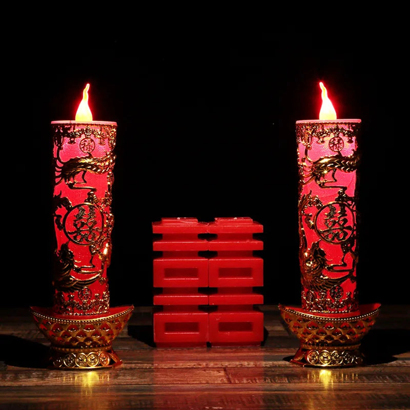 Dragon & Phoenix Double Happiness Electric LED Candles