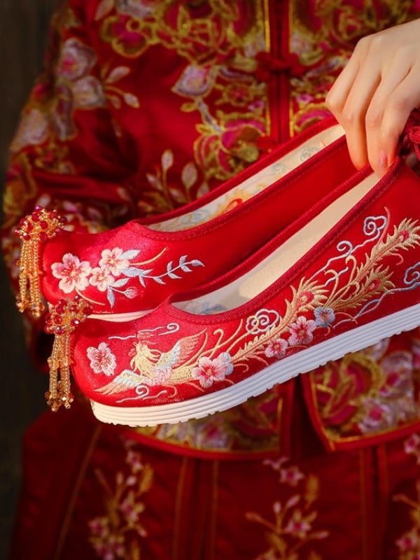 Embroide Red Shoes For Women Ancient Style Hanfu Shoes