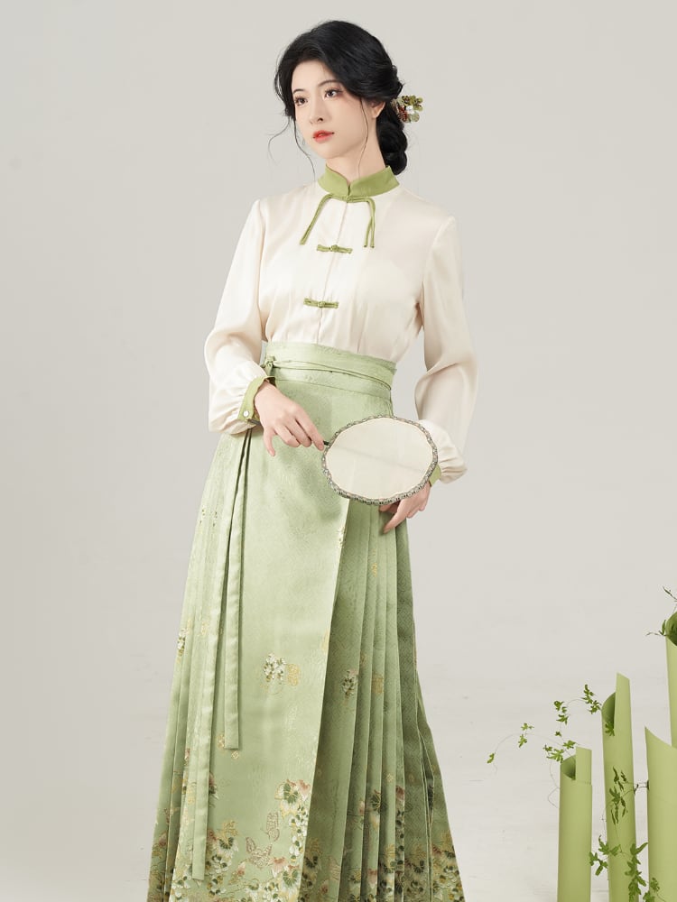 Embroidery green modern hanfu Ming Dynasty Hanfu