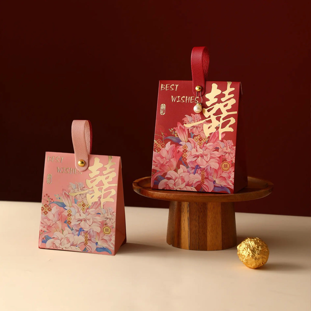 Floral Double Happiness Chinese Wedding Favor Gift Boxes |Lily (20Pcs)