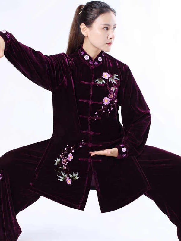Gold Velvet Tai Chi Workout Clothes for Women