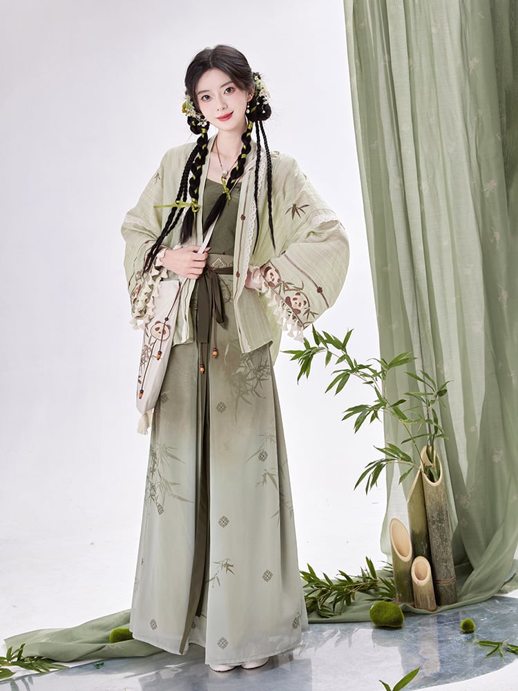 Green Moden Hanfu Song Dynasty Dress Women