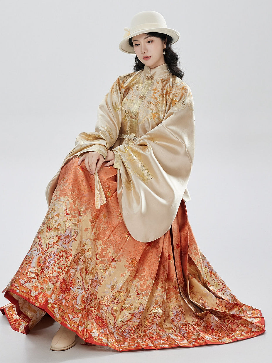 Pipa Sleeve Mamian Skirt Set for Women – Ming Style Autumn Hanfu