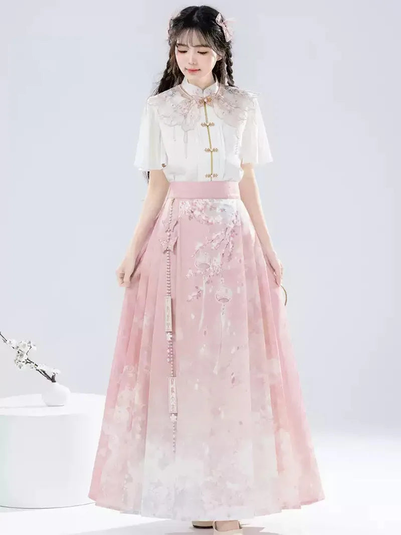 Hanfu Modern Outfit Pink Set New Chinese Style for Women