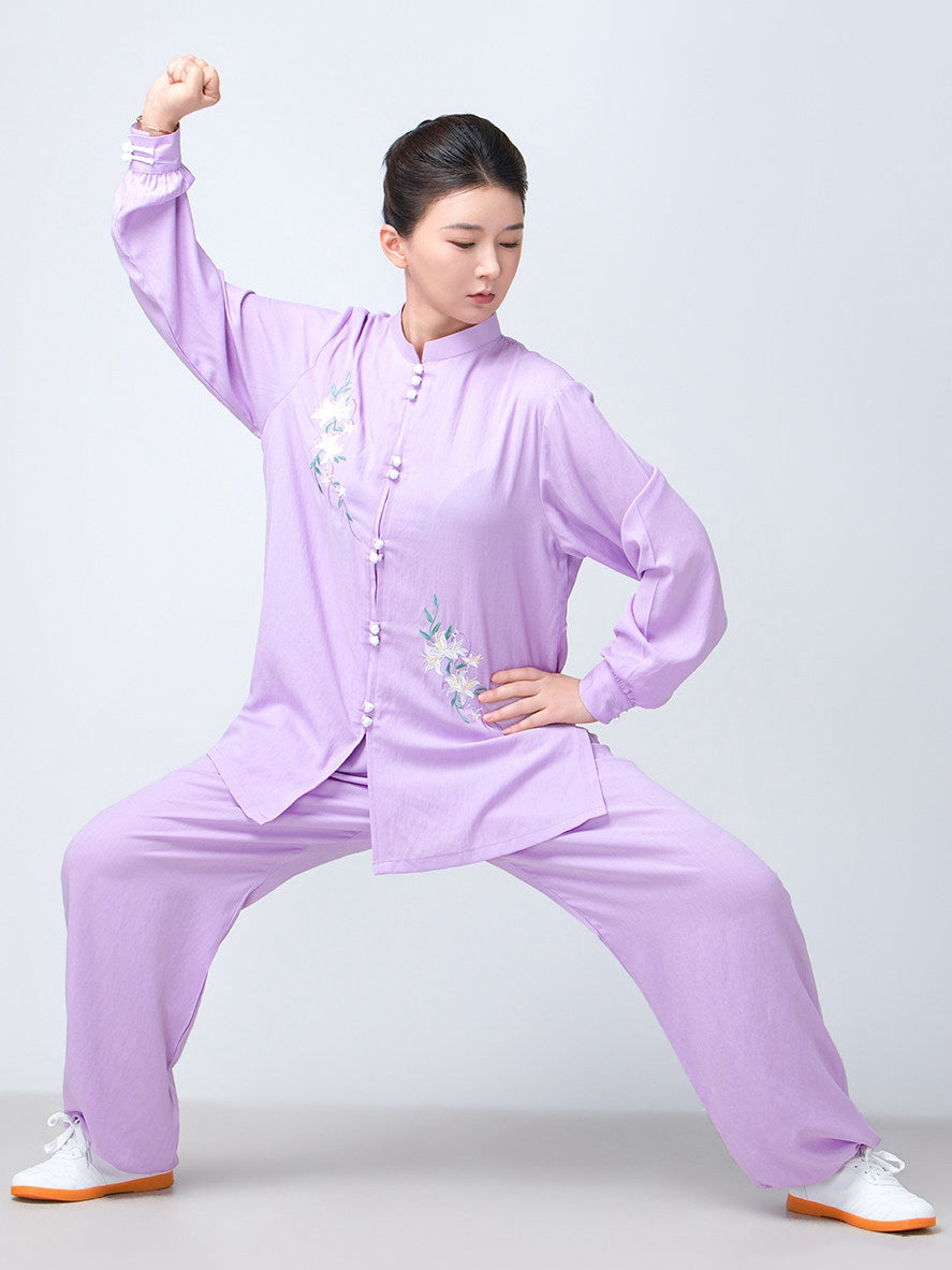 Women’s Embroidered Tai Chi Uniform – Cotton Linen Practice Top or Set