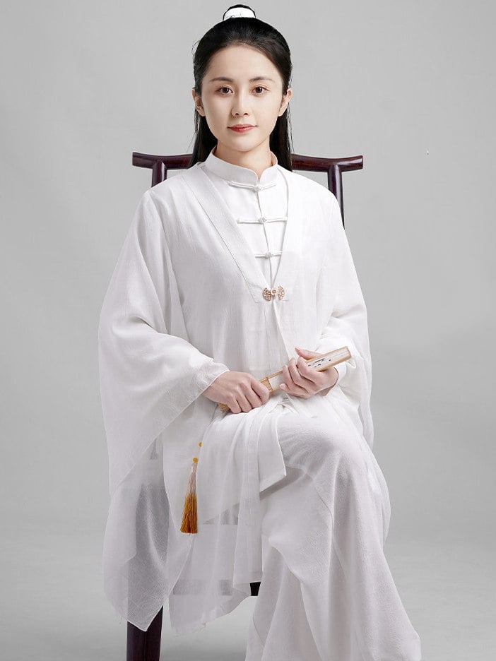 Three Piece Tai Chi Uniform for Women – White Layered Set