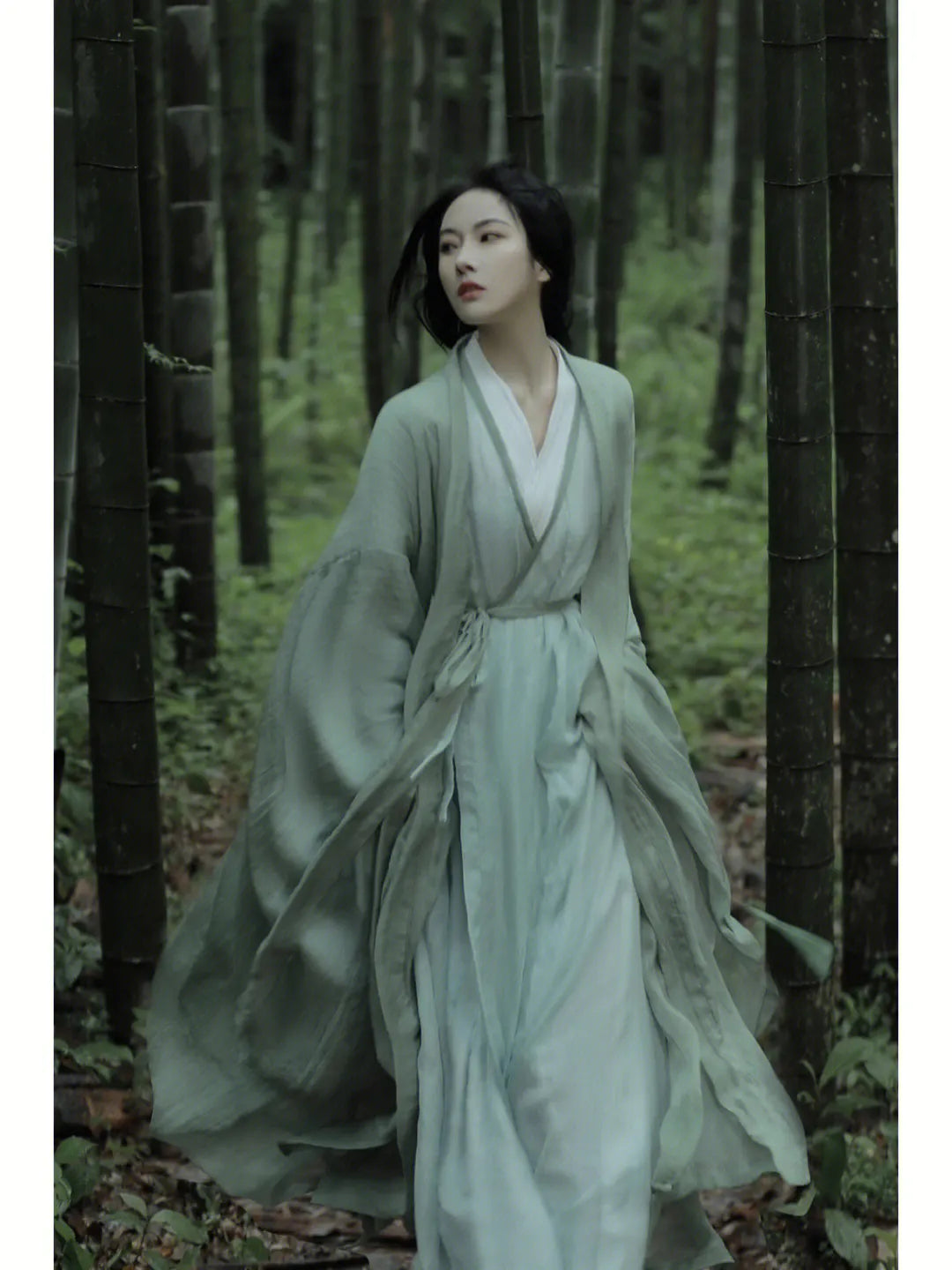 Mist Green Flowing Wei Jin style Chinese Hanfu Dress