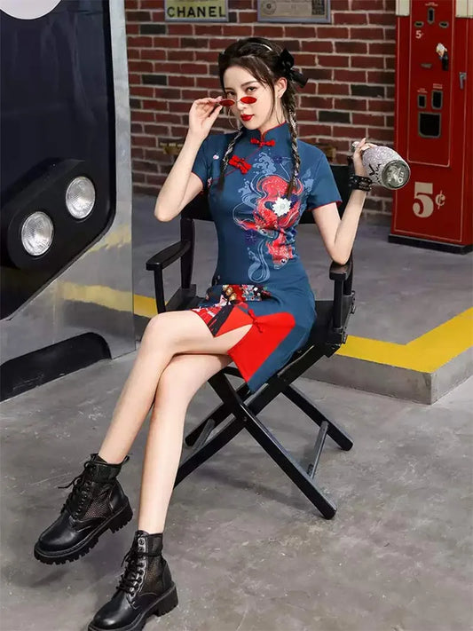 Stunning Modern Qipao Designs 2025 | Elegant Short Blue Chinese Dress