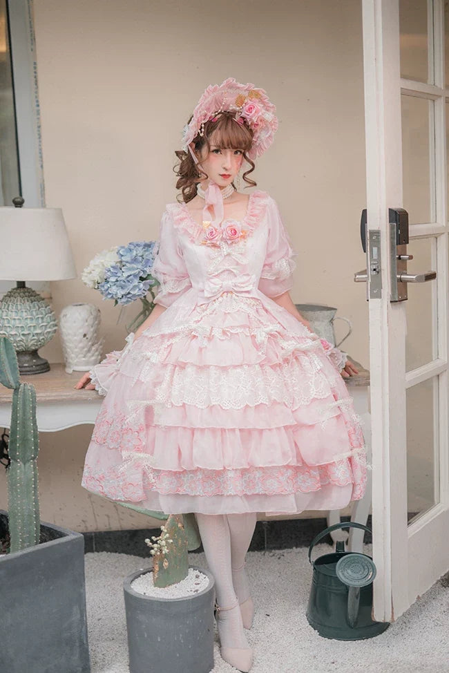 Dawn Wedding - Sweet Lolita OP Dress, Layered Hem