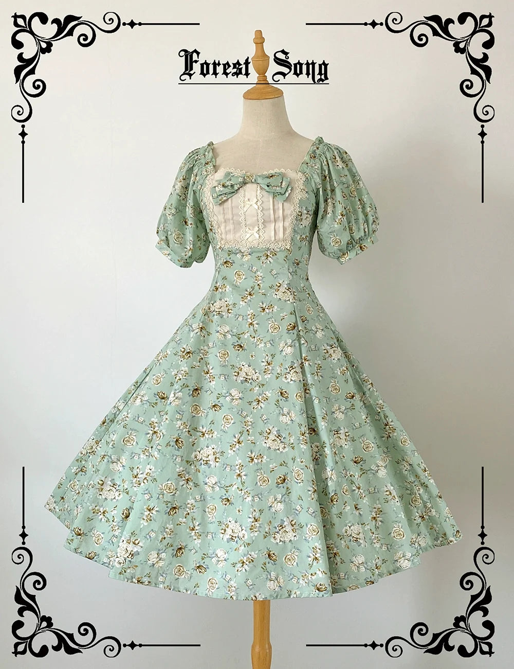 Pastoral Poem - Elegant Lolita OP Dress Floral Print 6-Piece Cut Lolita Dress