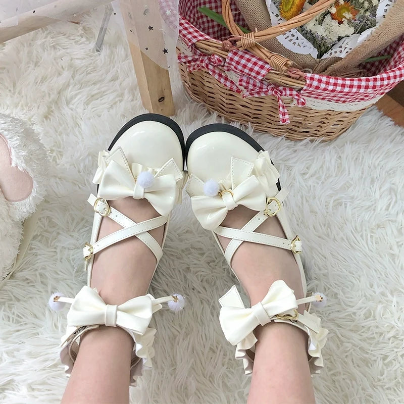 Fairy Godmothe - Preppy Style Flat Shoes Mid Heel Round Toe Lolita Shoes