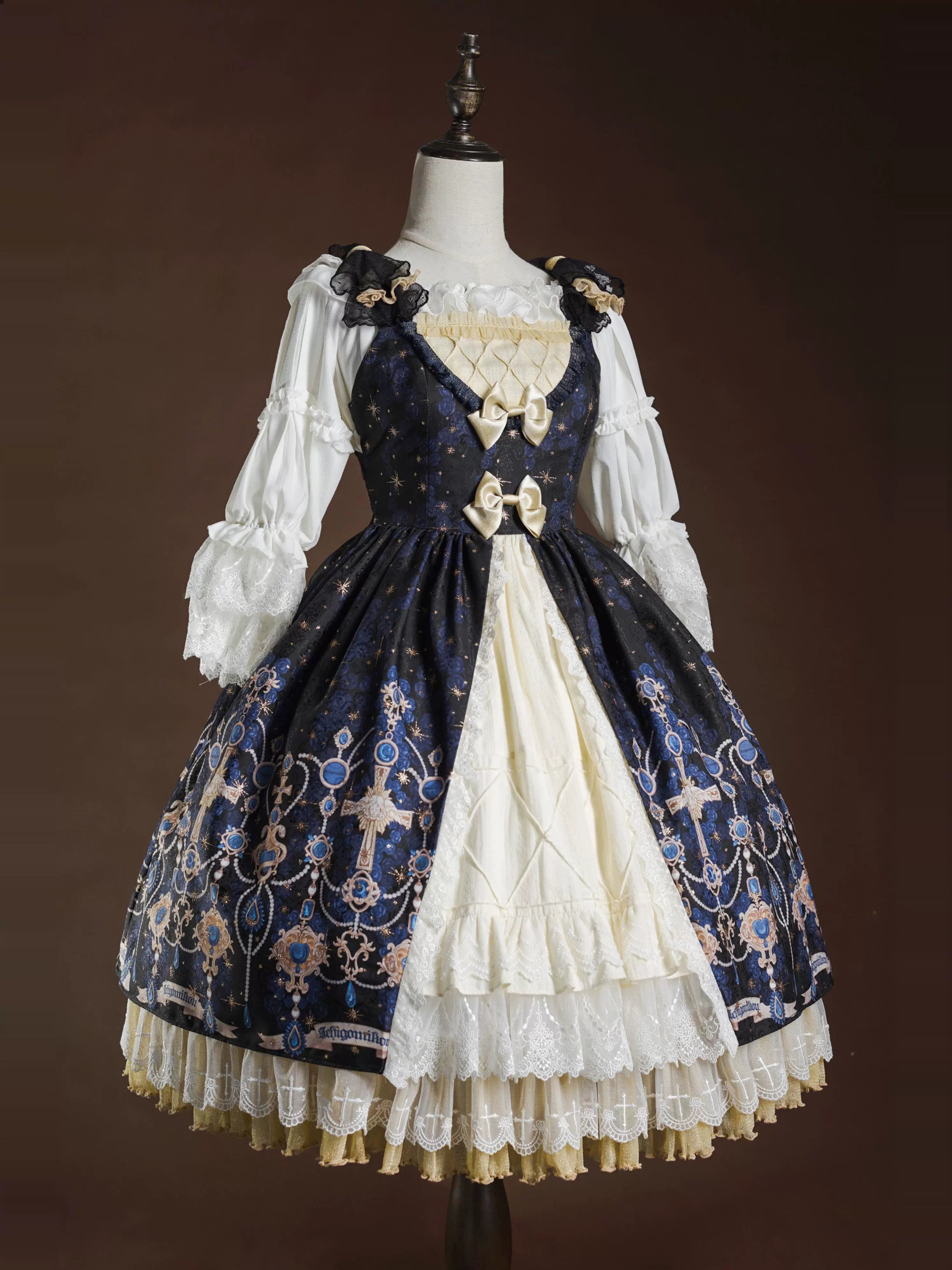 Classic Lolita JSK Suit Gold Foil Stamping Lolita Dress