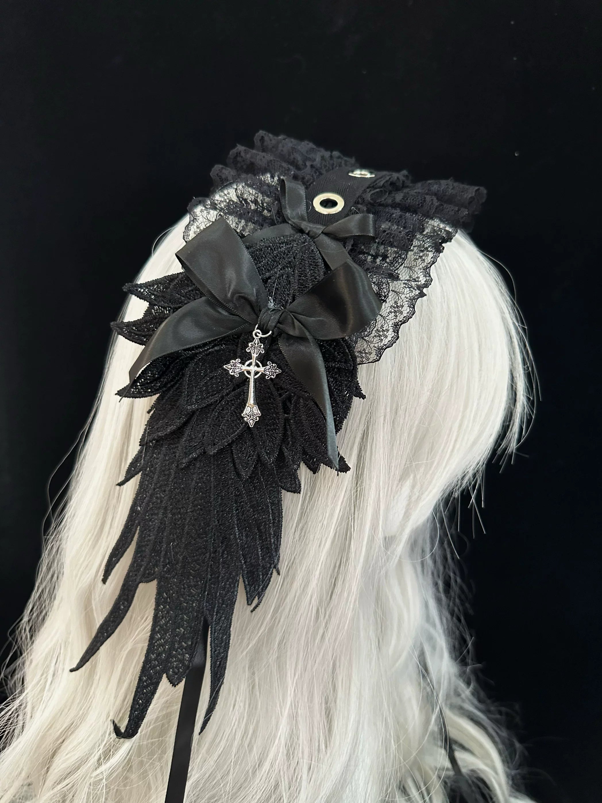 Lace Gothic Lolita Hairband, Feather Decoration