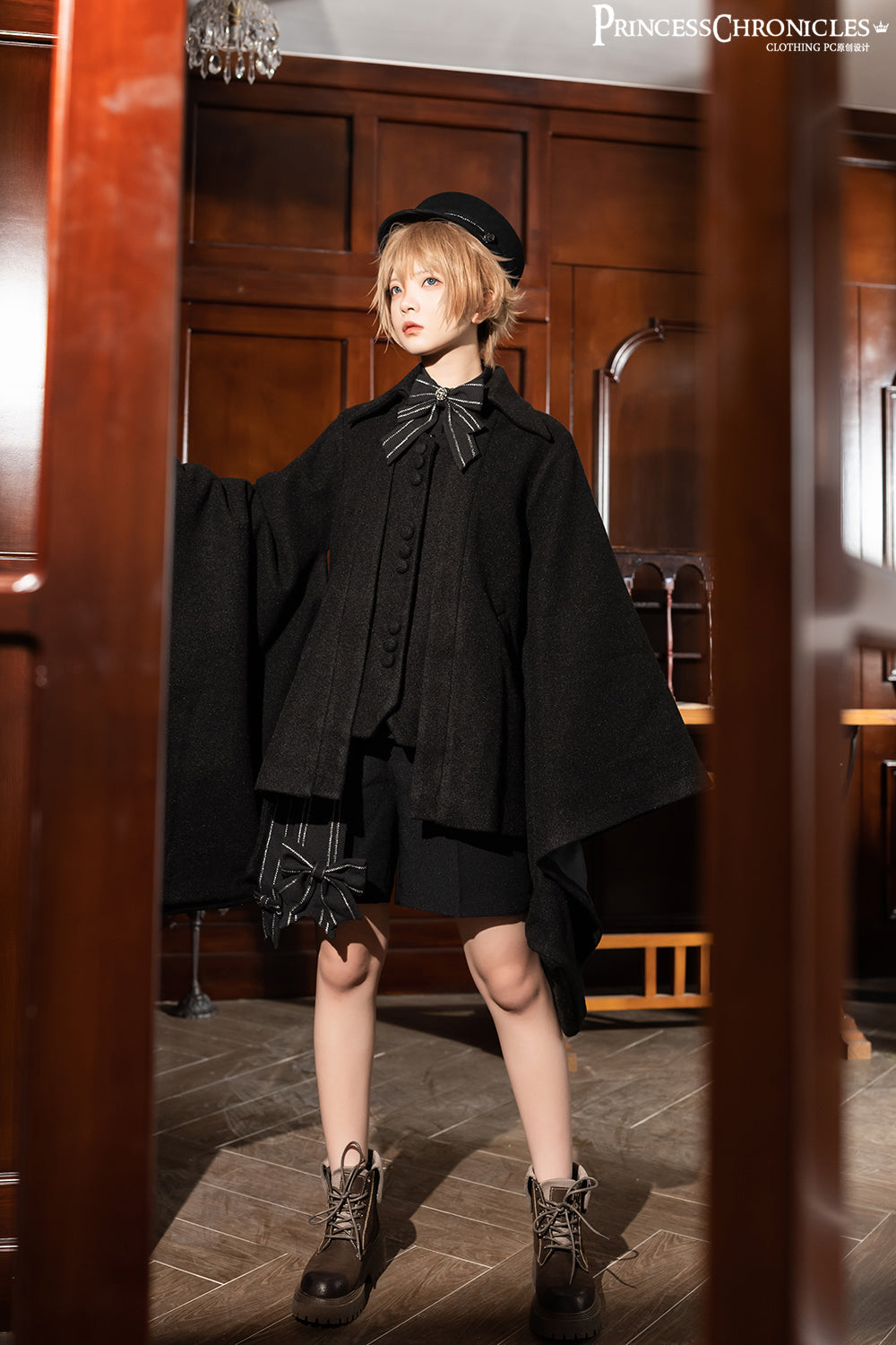 ShenYao - Ouji Lolita Winter Black Long Coat