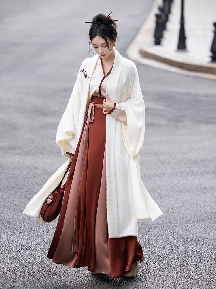 Song Dynasty Modern Hanfu Changgan Temple Beizi and Wrap Skirt - Lady Yu 虞美人 (Preorder)