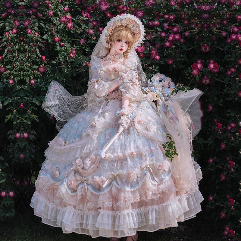 Rose Banquet - Wedding Lolita OP Dress Chiffon Princess Tea Party Dress