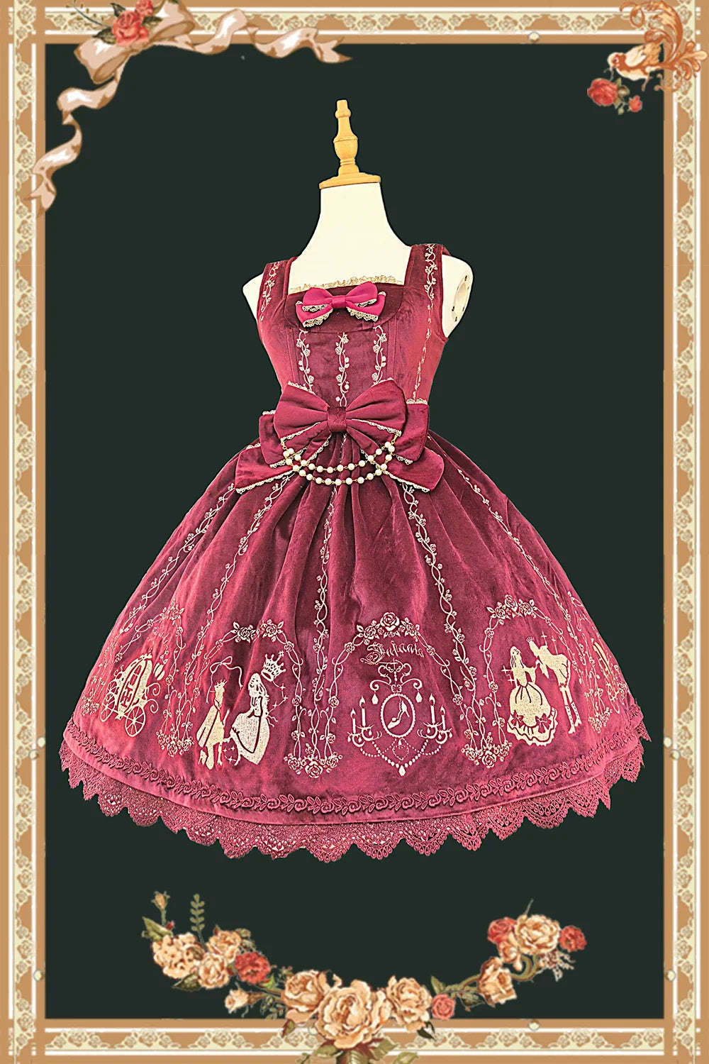 Cinderella - Velvet Classic Lolita JSK Dress, Princess Embroidery