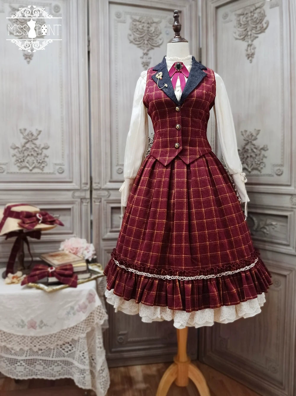Rose - Elegant Lolita Fishbone Grid Skirt Customized