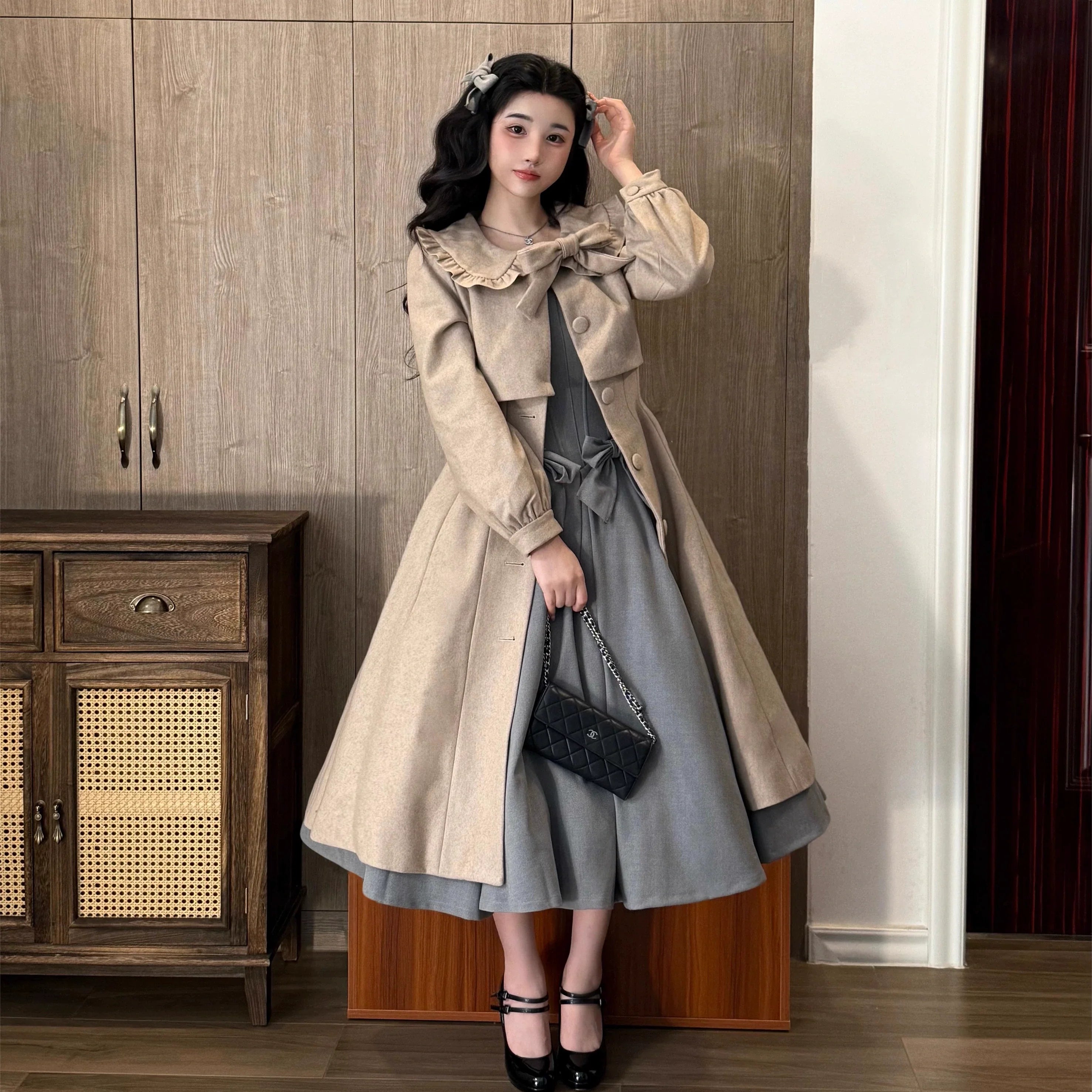 Winter Classic Lolita Coat Suit Woolen Plus Size Outerwear