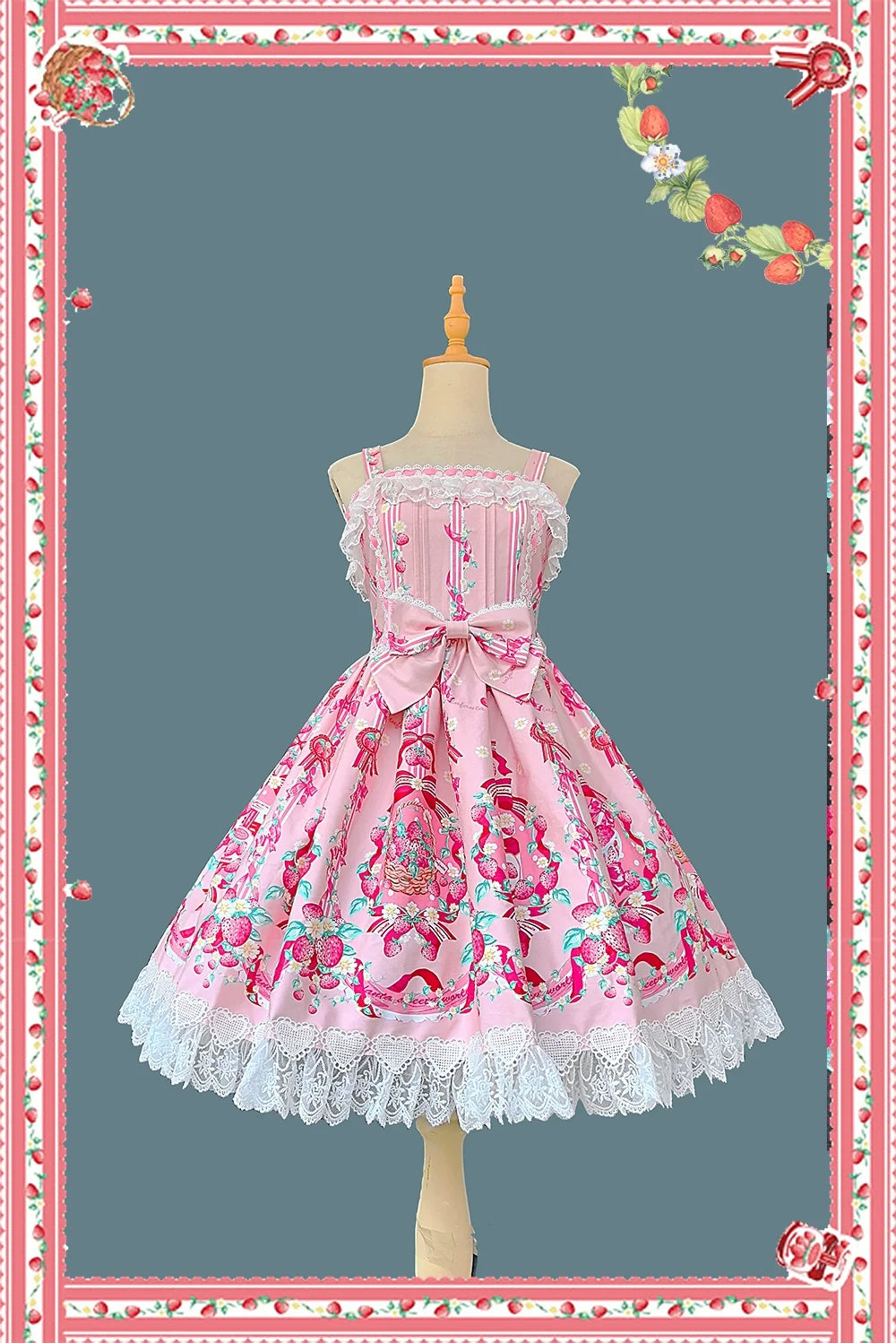 Strawberry Culinary Maiden - Sweet Lolita JSK Dress With Strawberry Floral Print