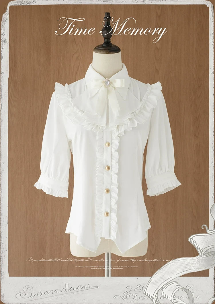 Earl Girl - Chiffon Classic Lolita Shirt, Mid-Length Mutton Sleeves