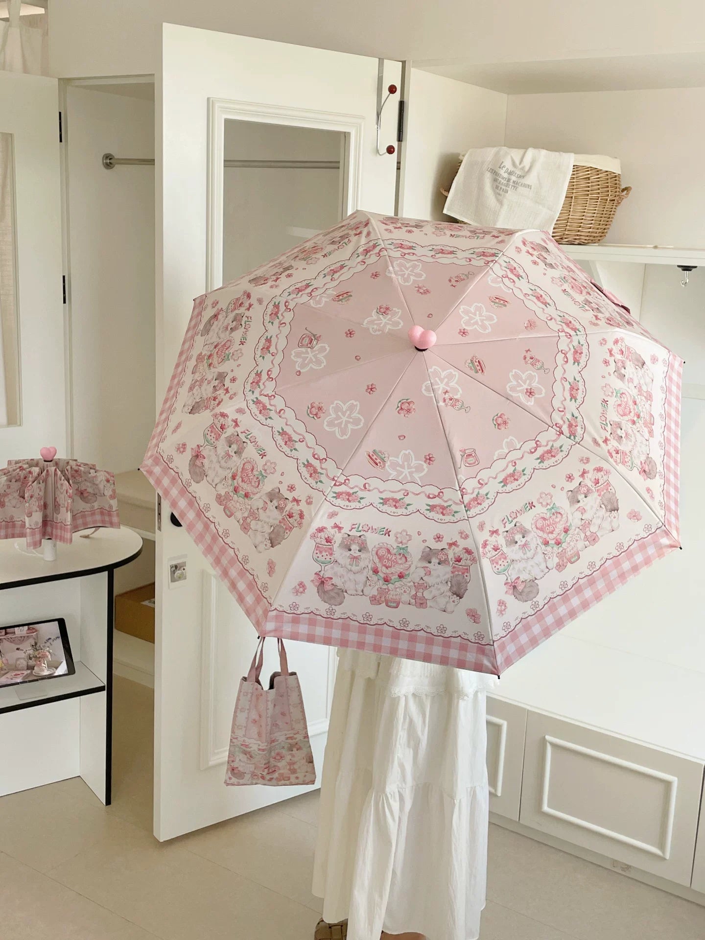 Foldable Printed UPF50+ Lolita Parasol with Black Coating
