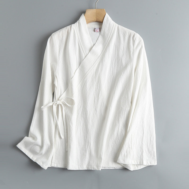 Xiang Shan 香山 Fragrant Hills Unisex Pure Cotton Cross Collar Top