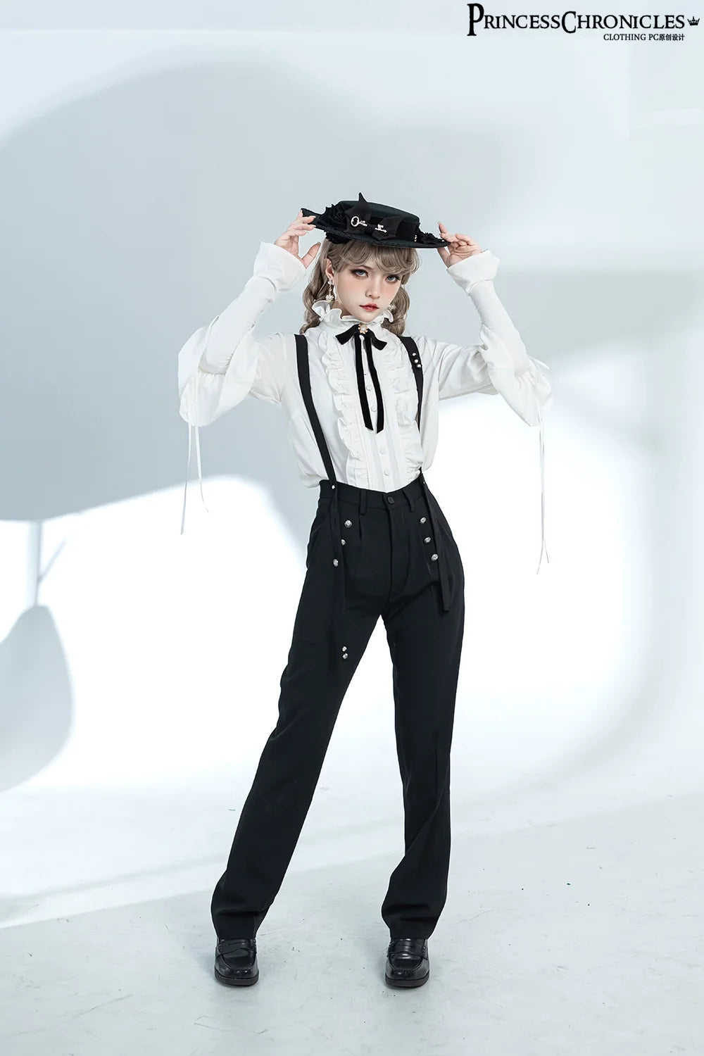 Xuan Yin - Vintage Ouji Lolita White Shirt & Black Pants