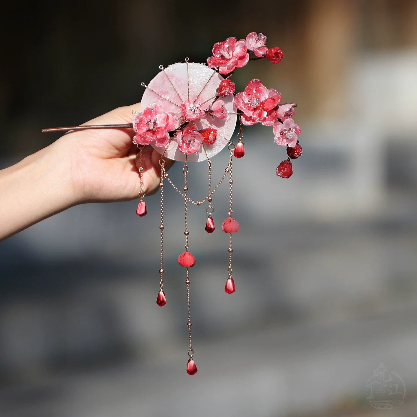 Plum Flowers and Umbrella Hair Stick | Ancient Chinese Hair Accessory